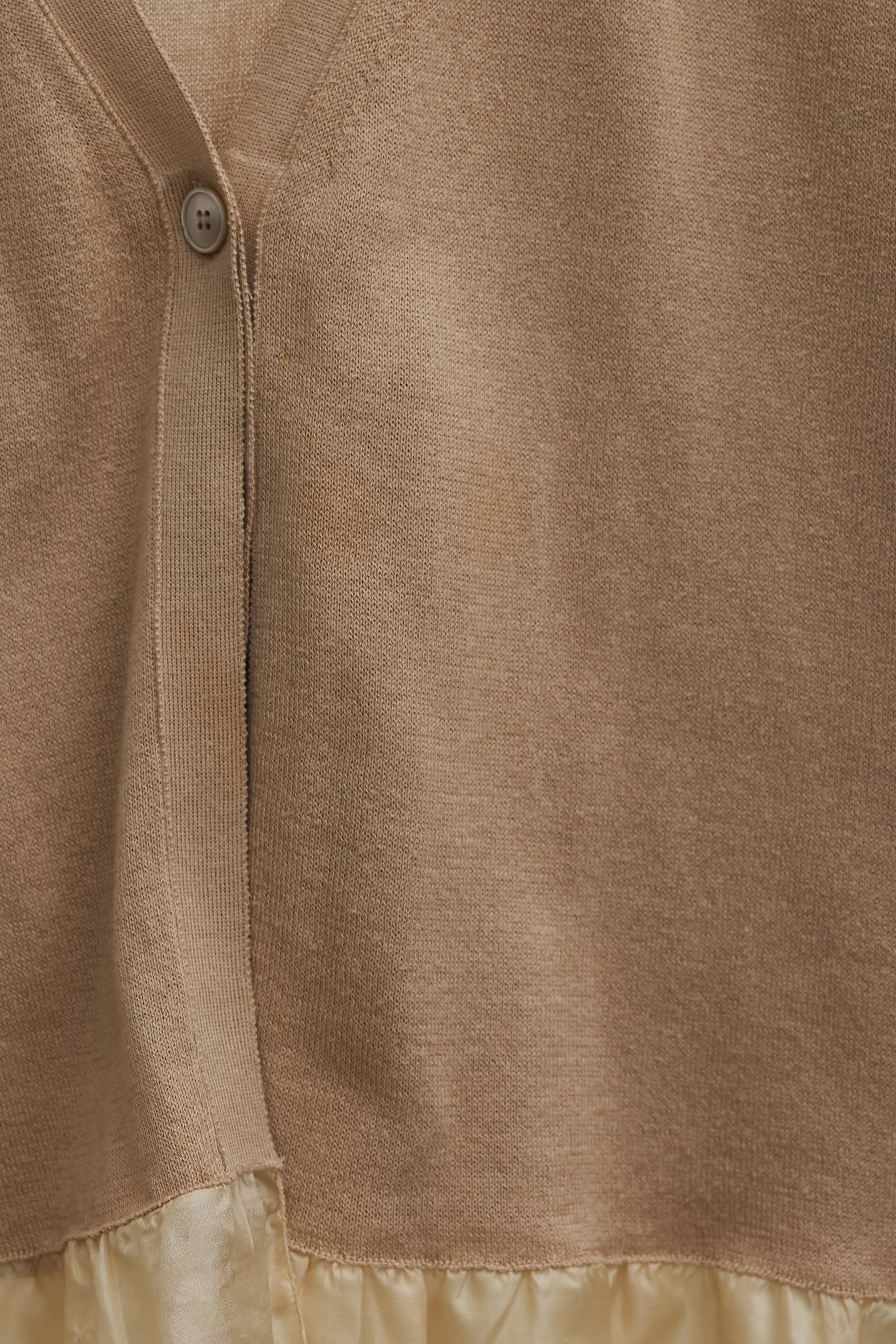 Brown Ruffled Knit Cardigan