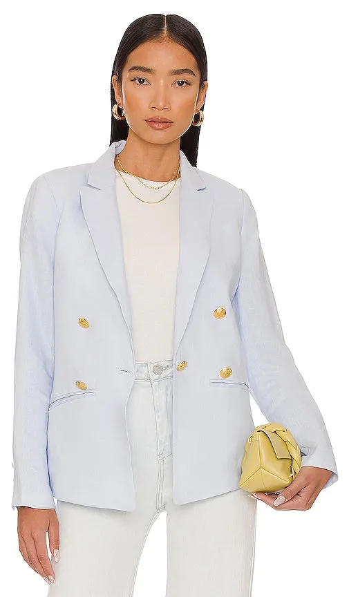 Central Park West Frankie Double Breasted Blazer in Baby Blue