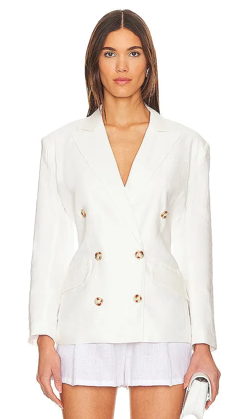 Central Park West Niall Double Breasted Blazer in Ivory