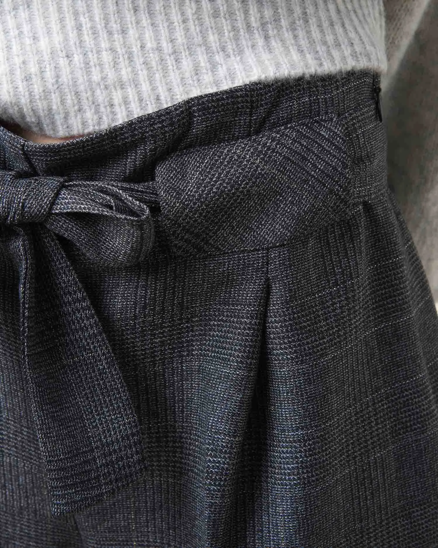 Checked high waisted trousers