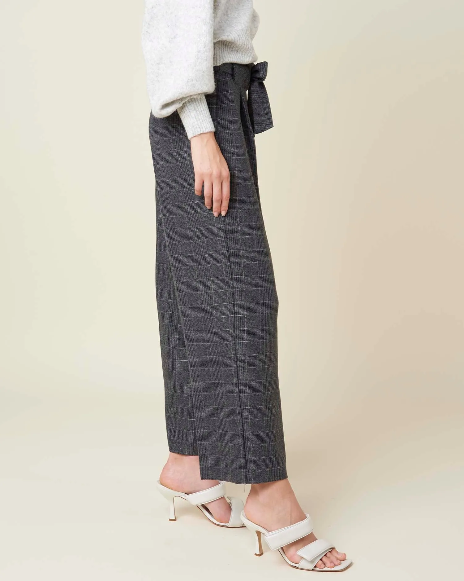 Checked high waisted trousers