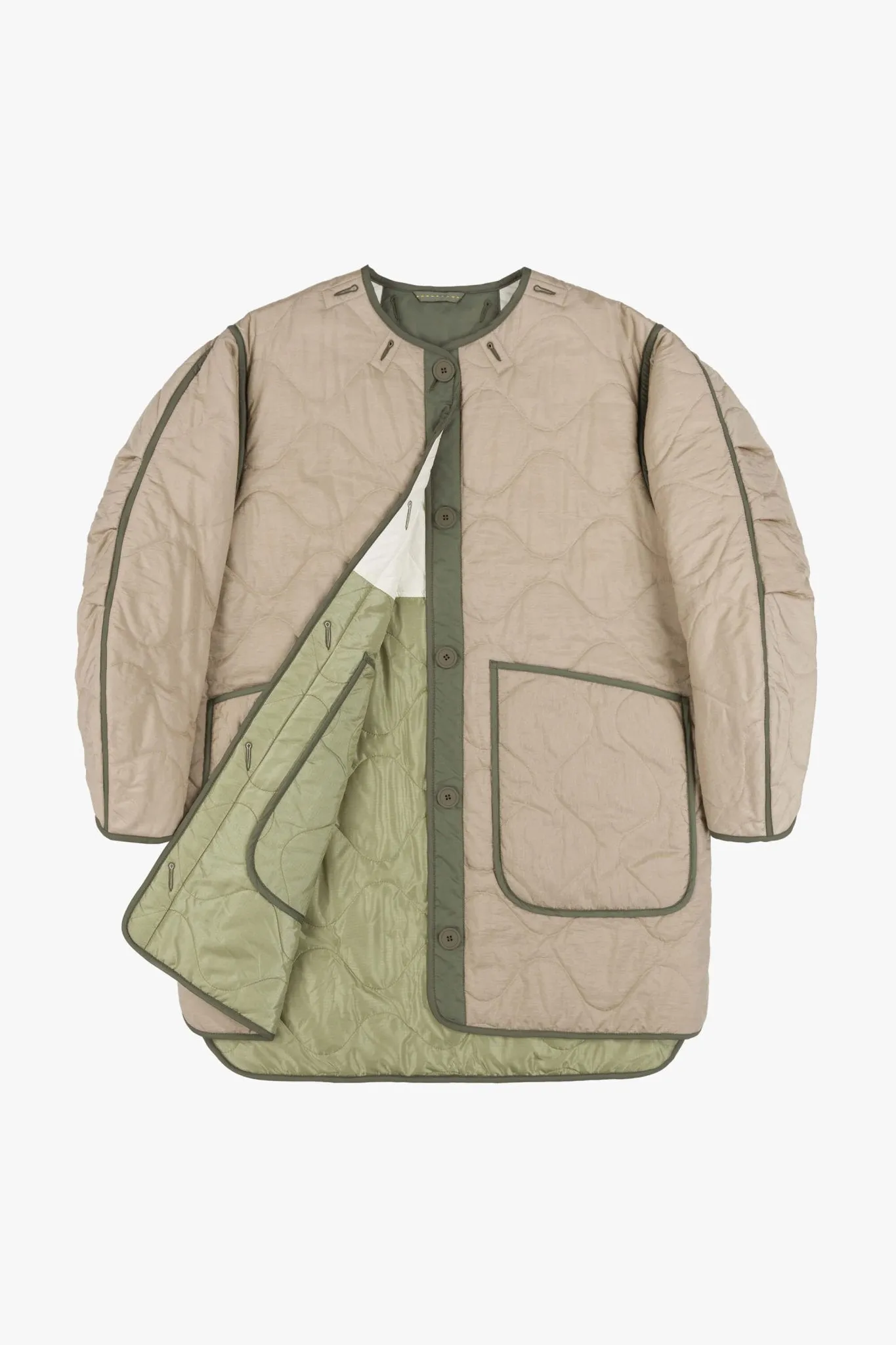 Colourblock Quilt Jacket - White / Stone