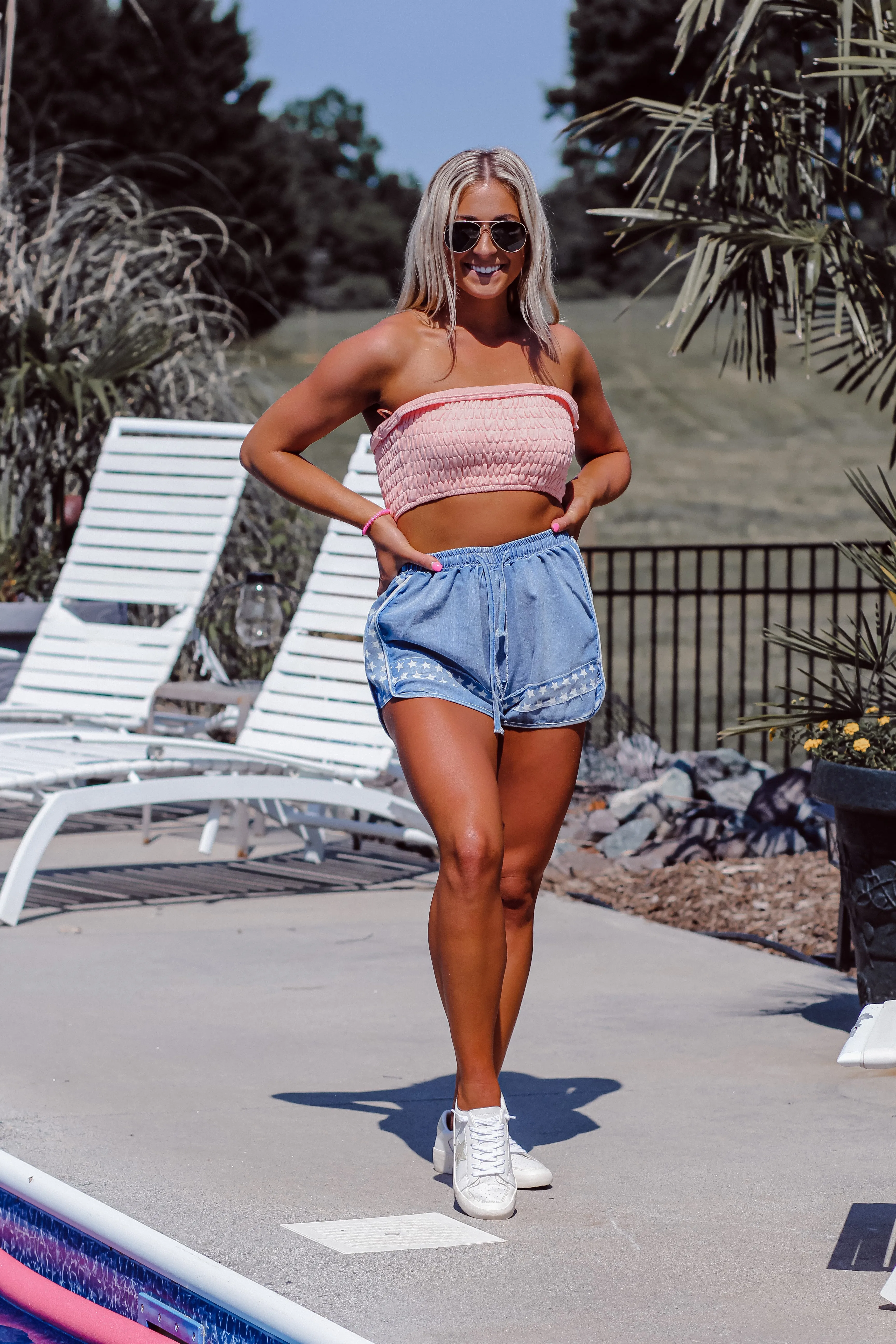 Coral Smocked Tube Top