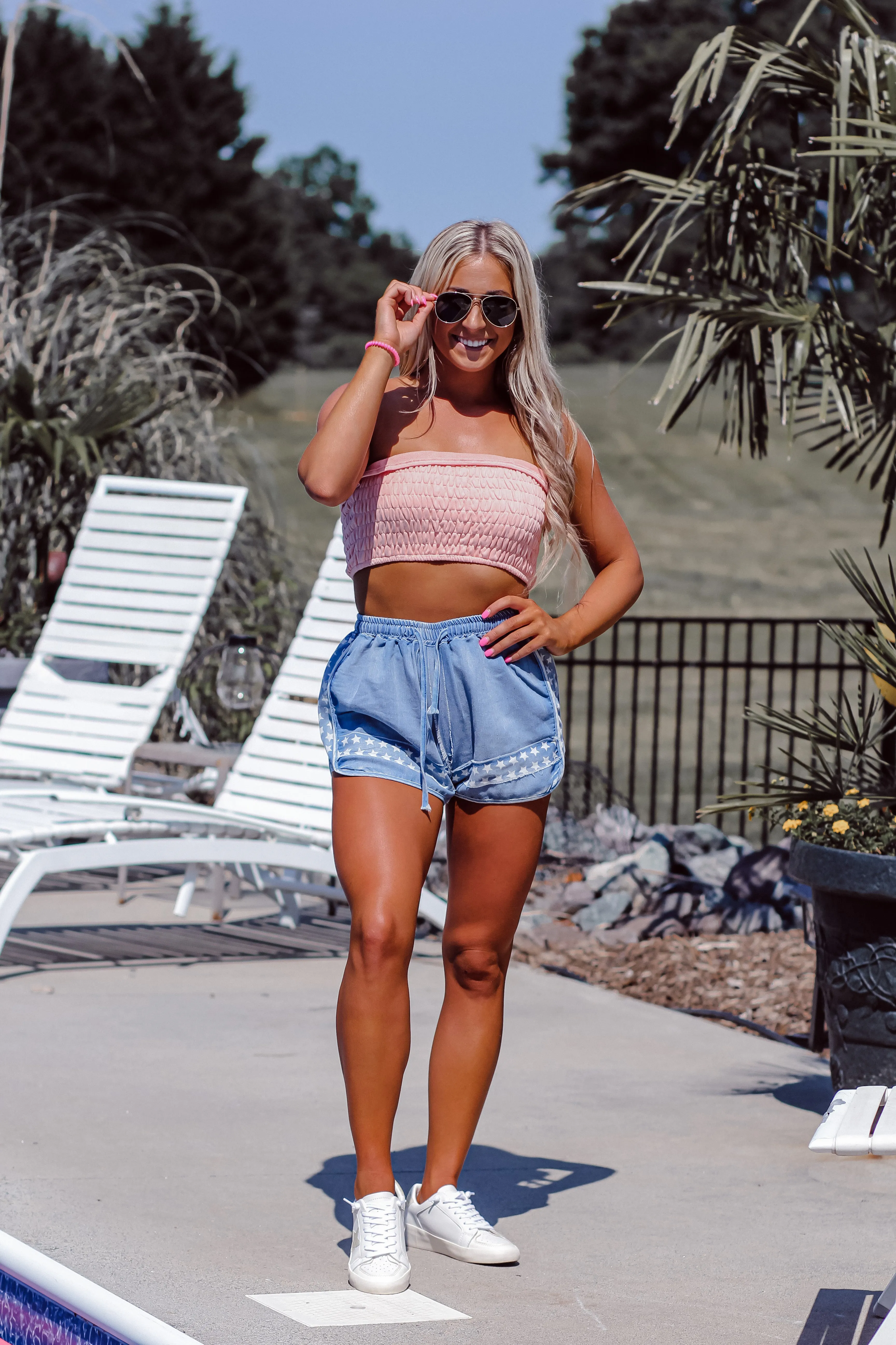 Coral Smocked Tube Top