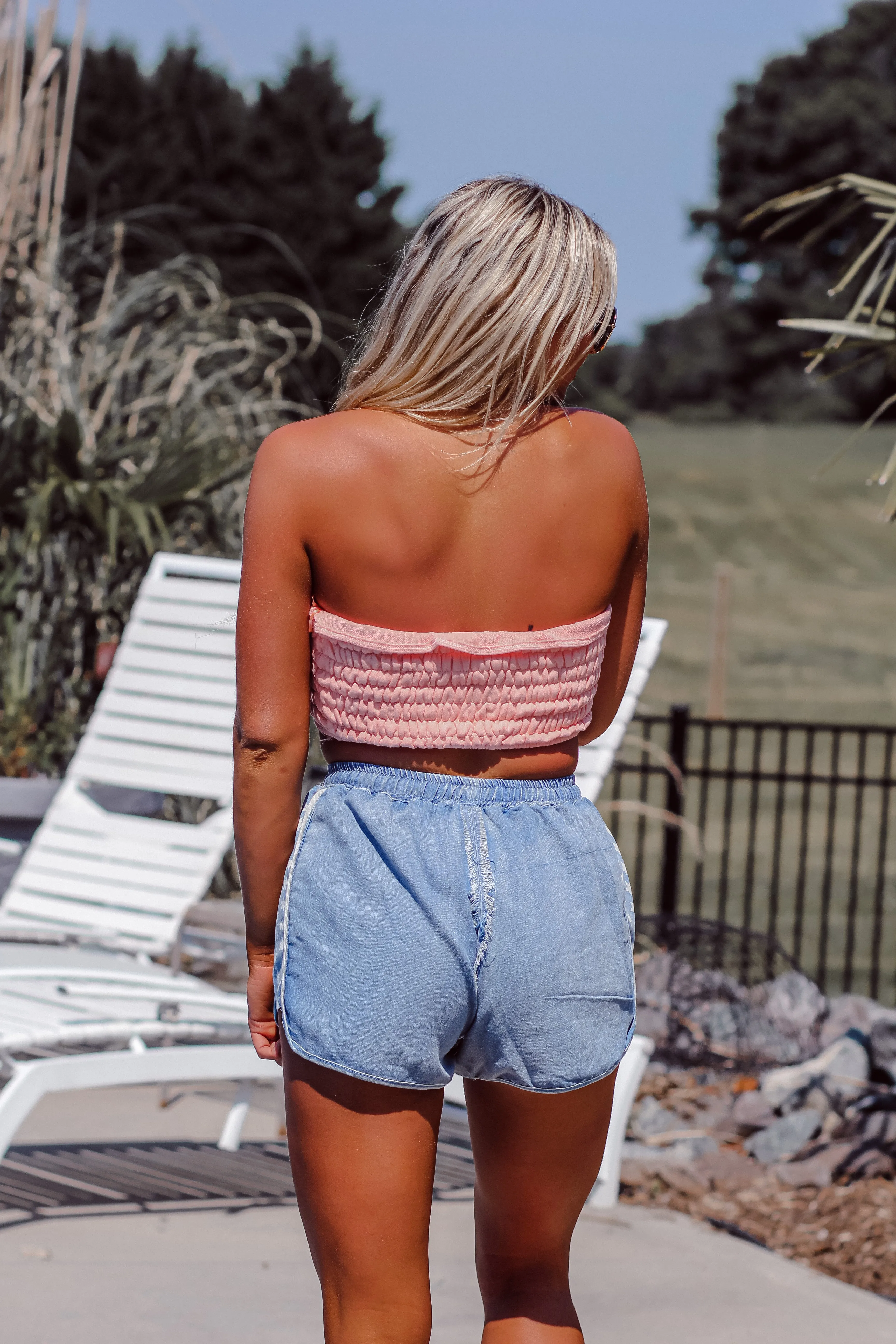 Coral Smocked Tube Top