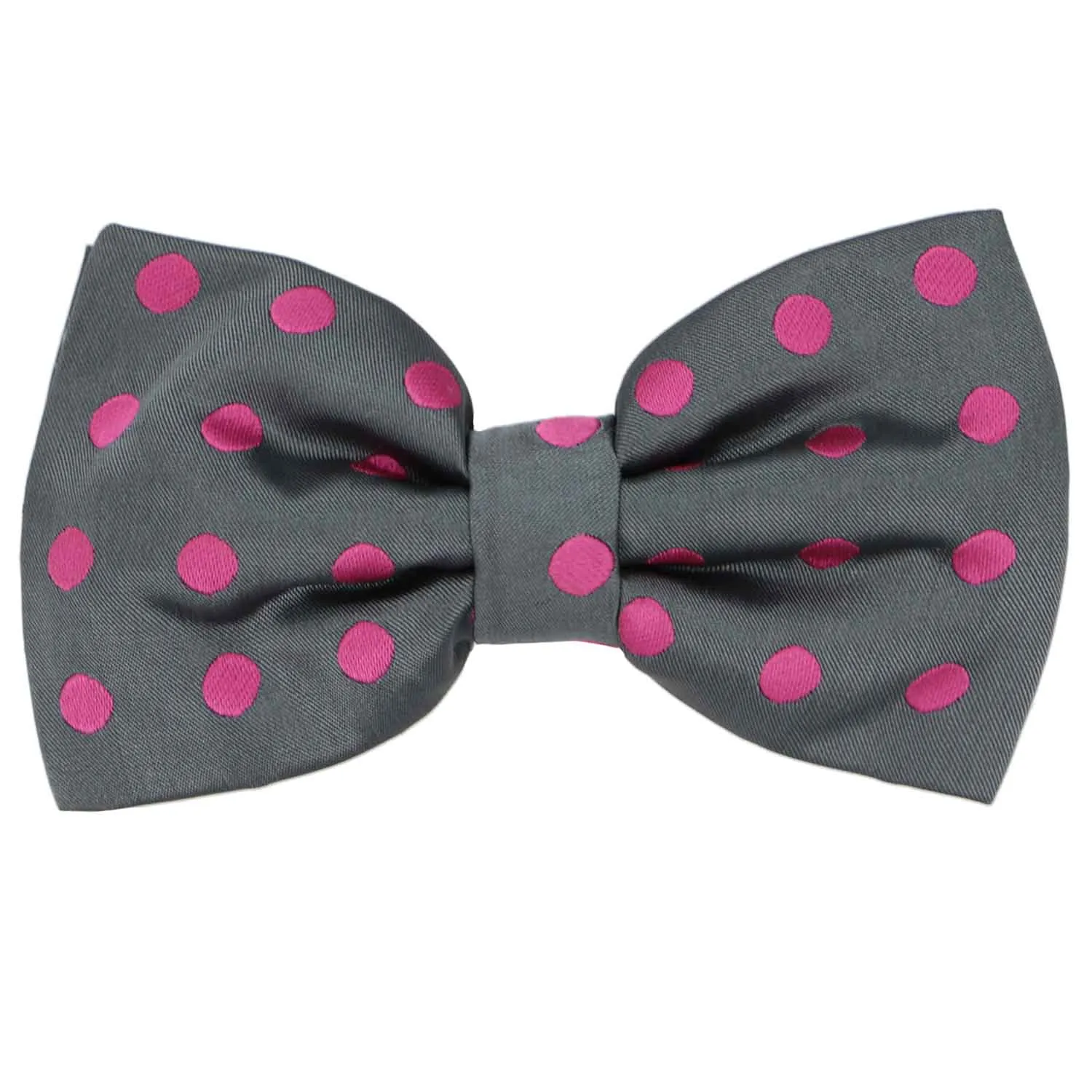 Dark Gray and Light Fuchsia Quincy Polka Dot Bow Tie