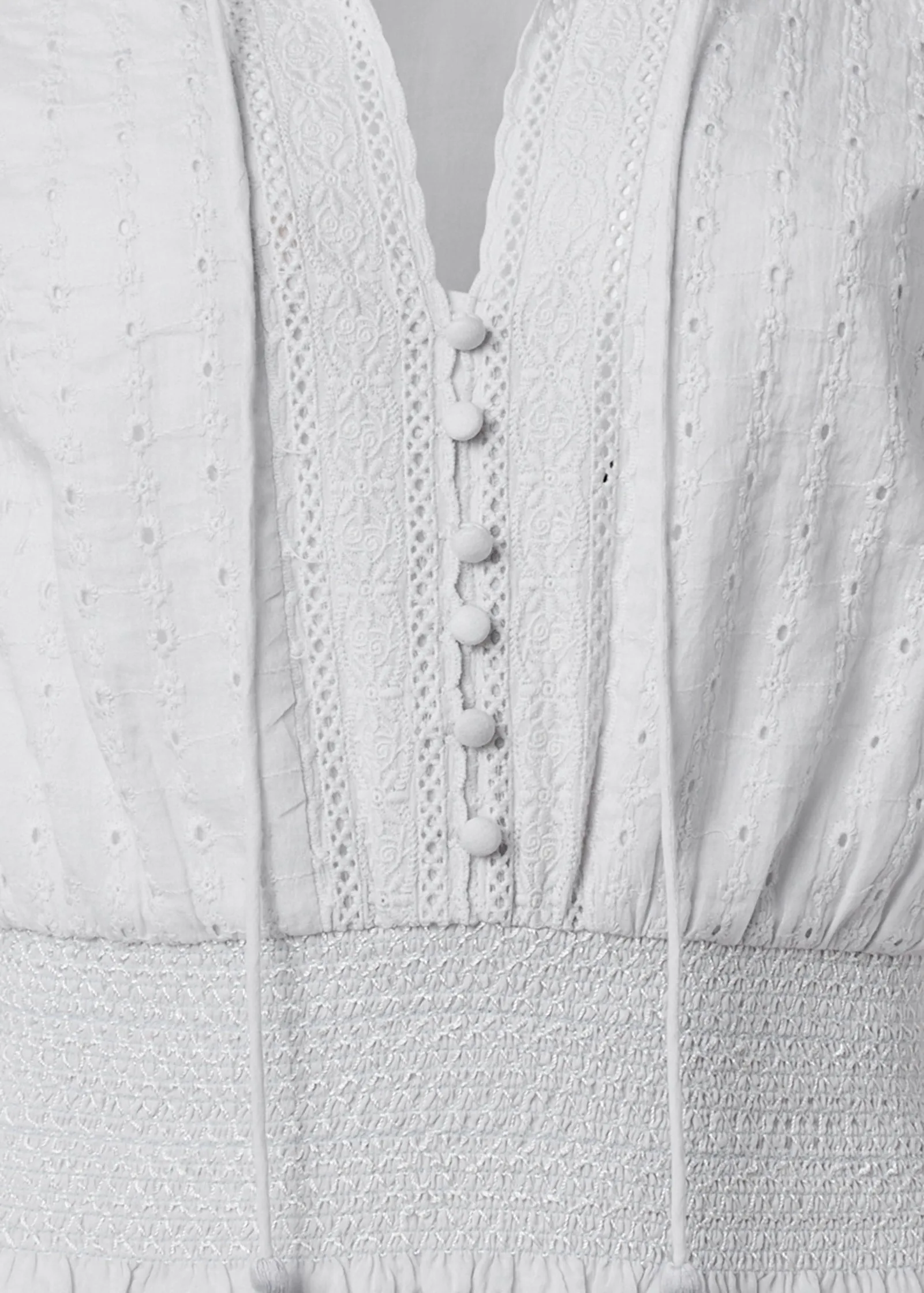 Eyelet Flutter Sleeve Top - Off White