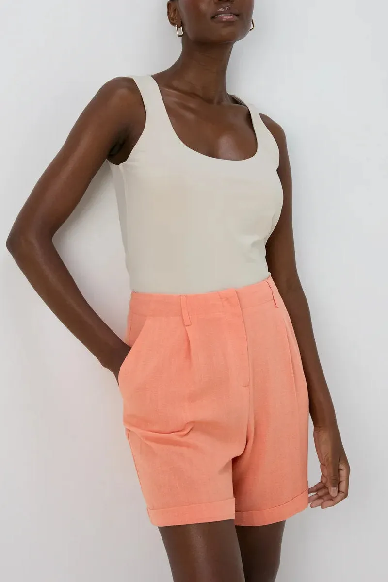 Famous Store Linen Shorts in Coral