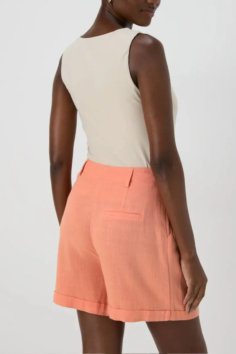 Famous Store Linen Shorts in Coral