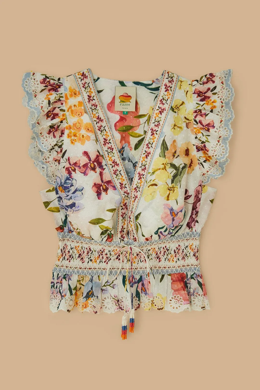 Farm Rio - Greek Garden Smocked Blouse