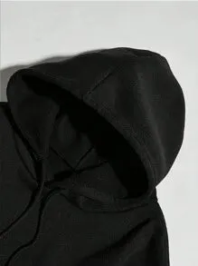 Fleece Hoodie With Slogan Print