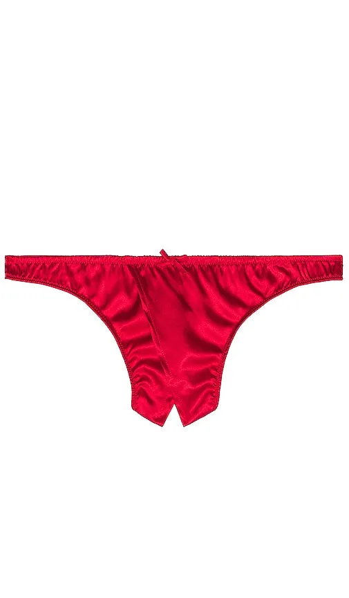 fleur du mal Luxe Crotchless Thong in Dark Green