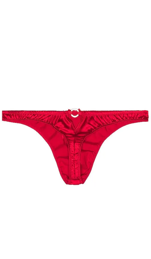 fleur du mal Luxe Crotchless Thong in Dark Green