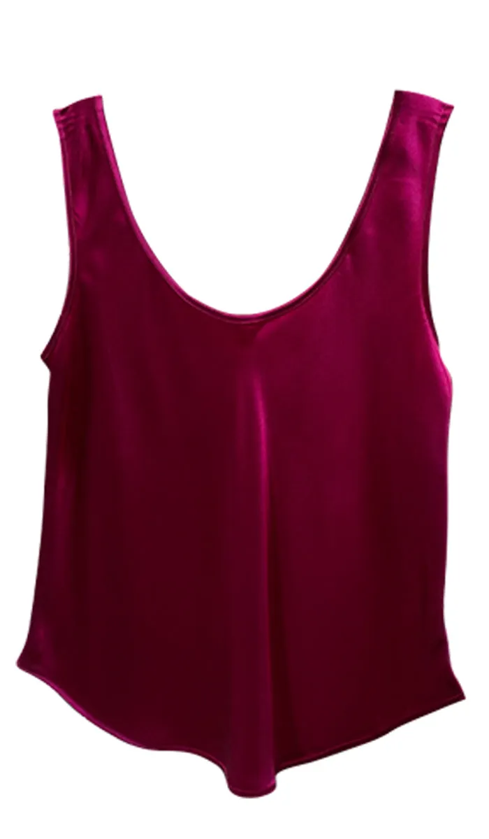 Ginia 100% Silk Camisole with Round Neck in Cherry 2142 SALE