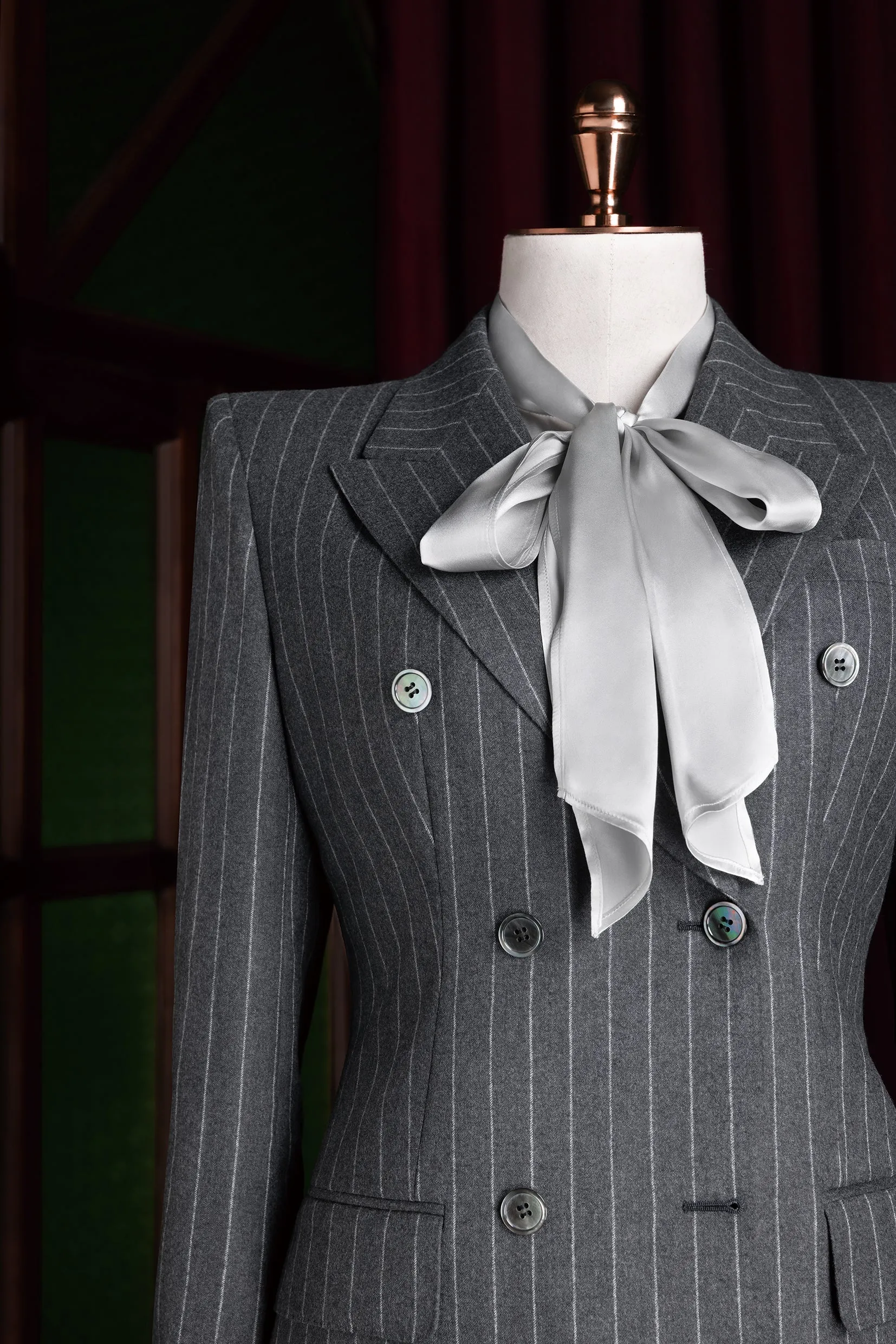 Grey & White Pinstripe Suit