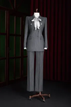 Grey & White Pinstripe Suit