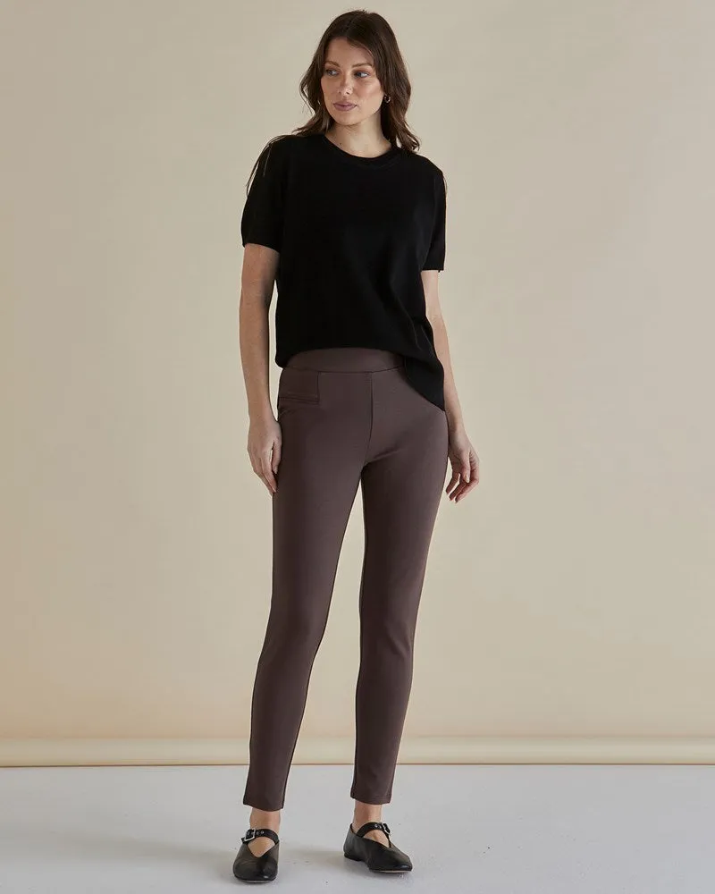 Gwen Ponte Legging - Brown