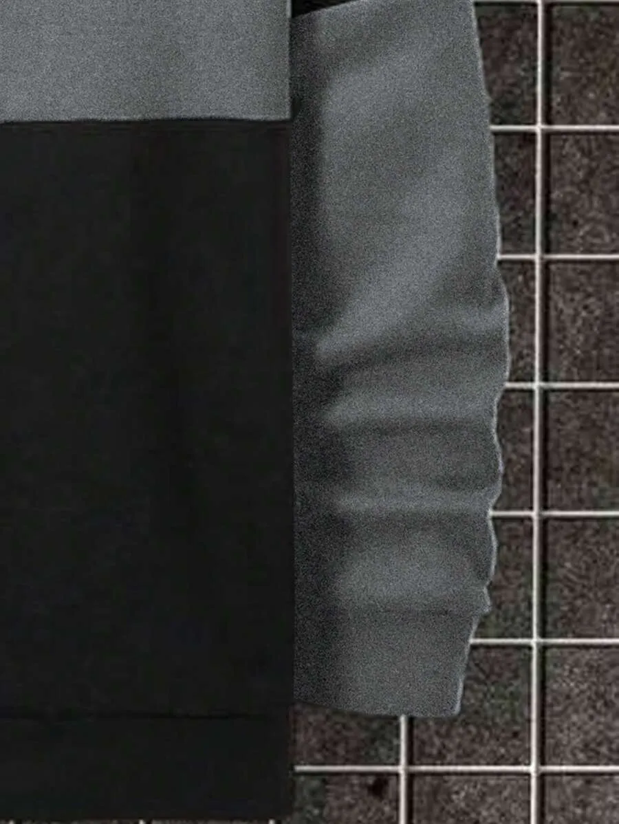 Homme  Plus Size Round Neck Color Block Sweatshirt