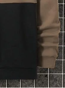 Homme  Plus Size Round Neck Color Block Sweatshirt
