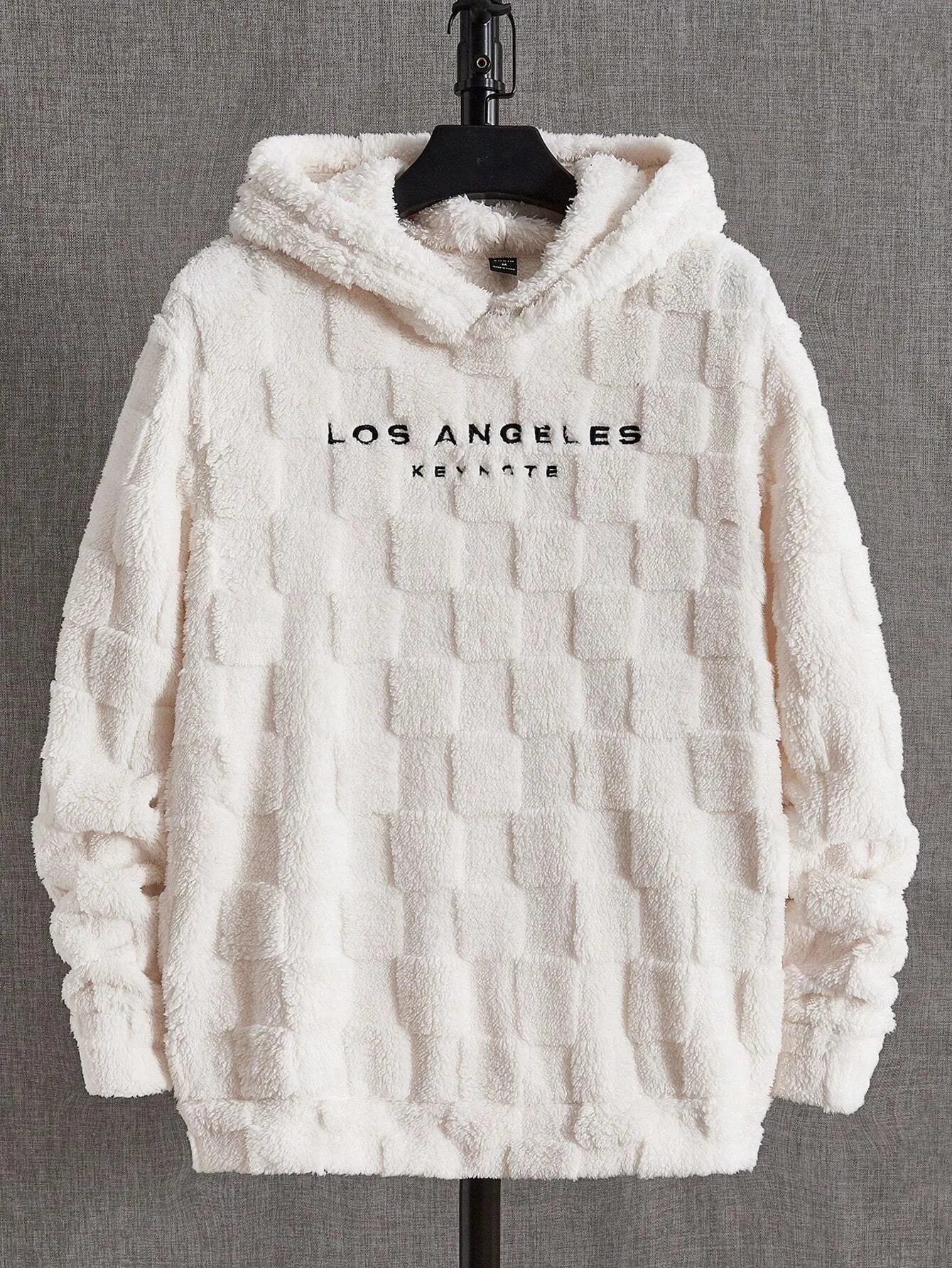 Hooded Plush Sweatshirt With Letter Embroidery