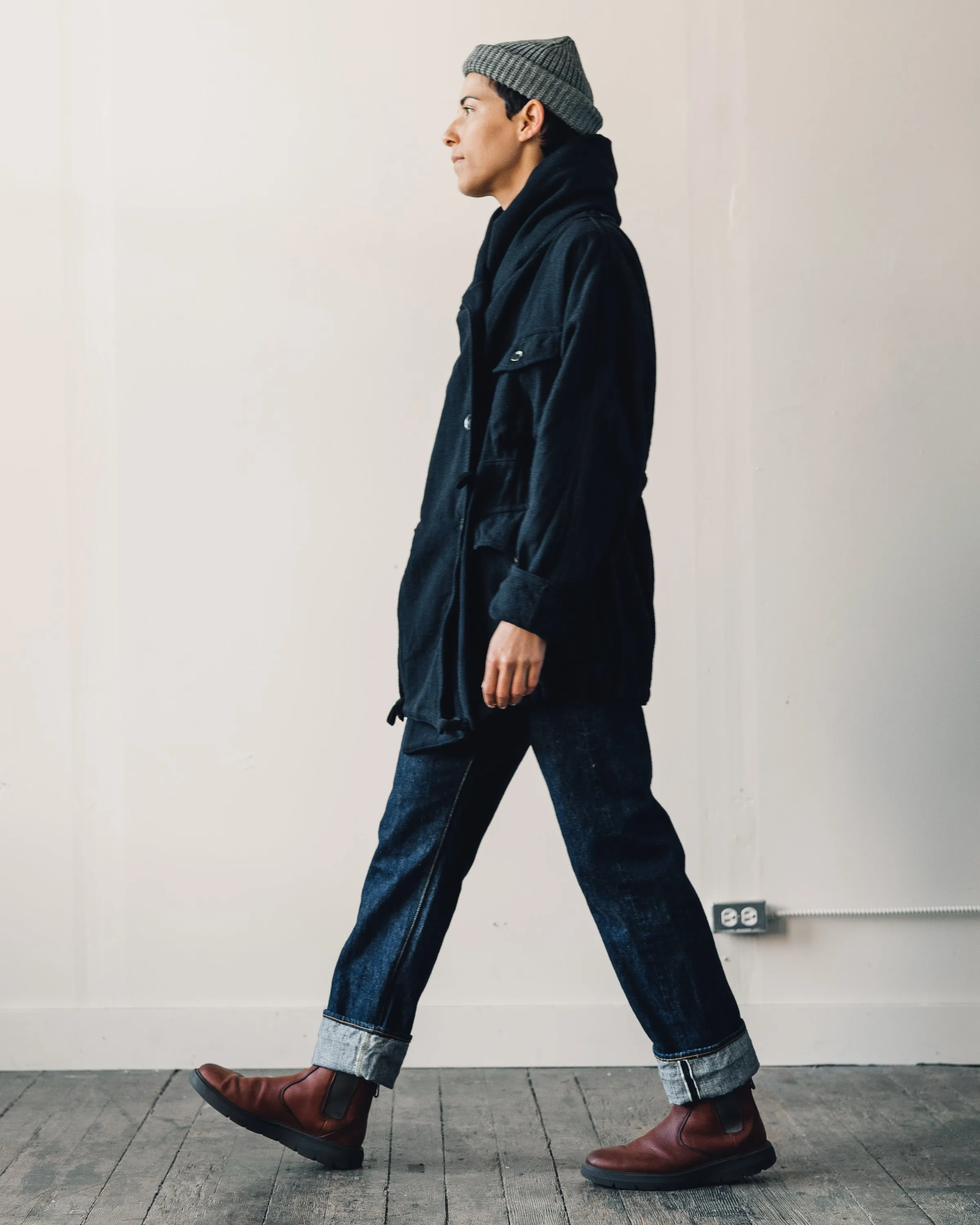 Kapital Vintage Melton Wool Ring Coat, Navy