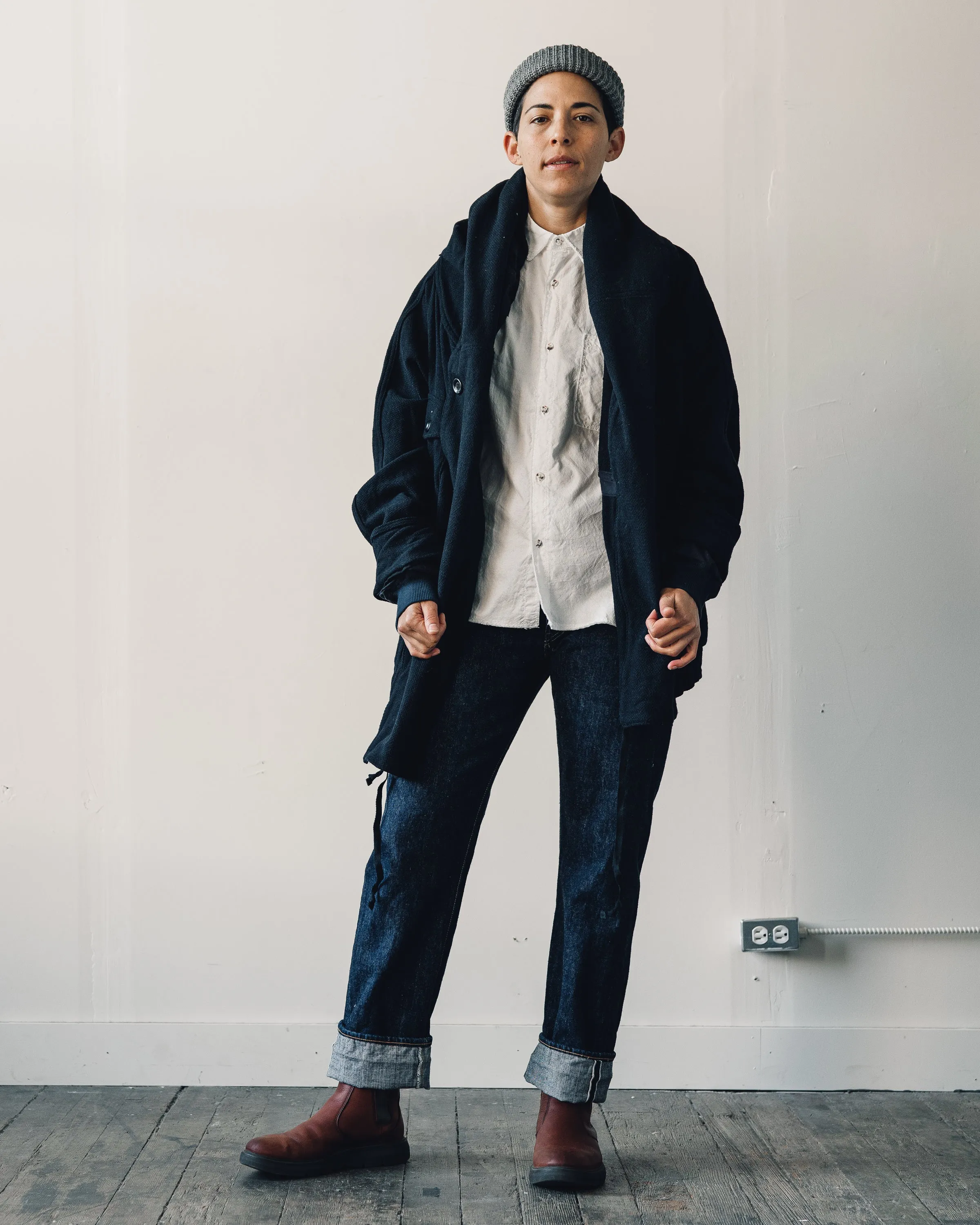Kapital Vintage Melton Wool Ring Coat, Navy