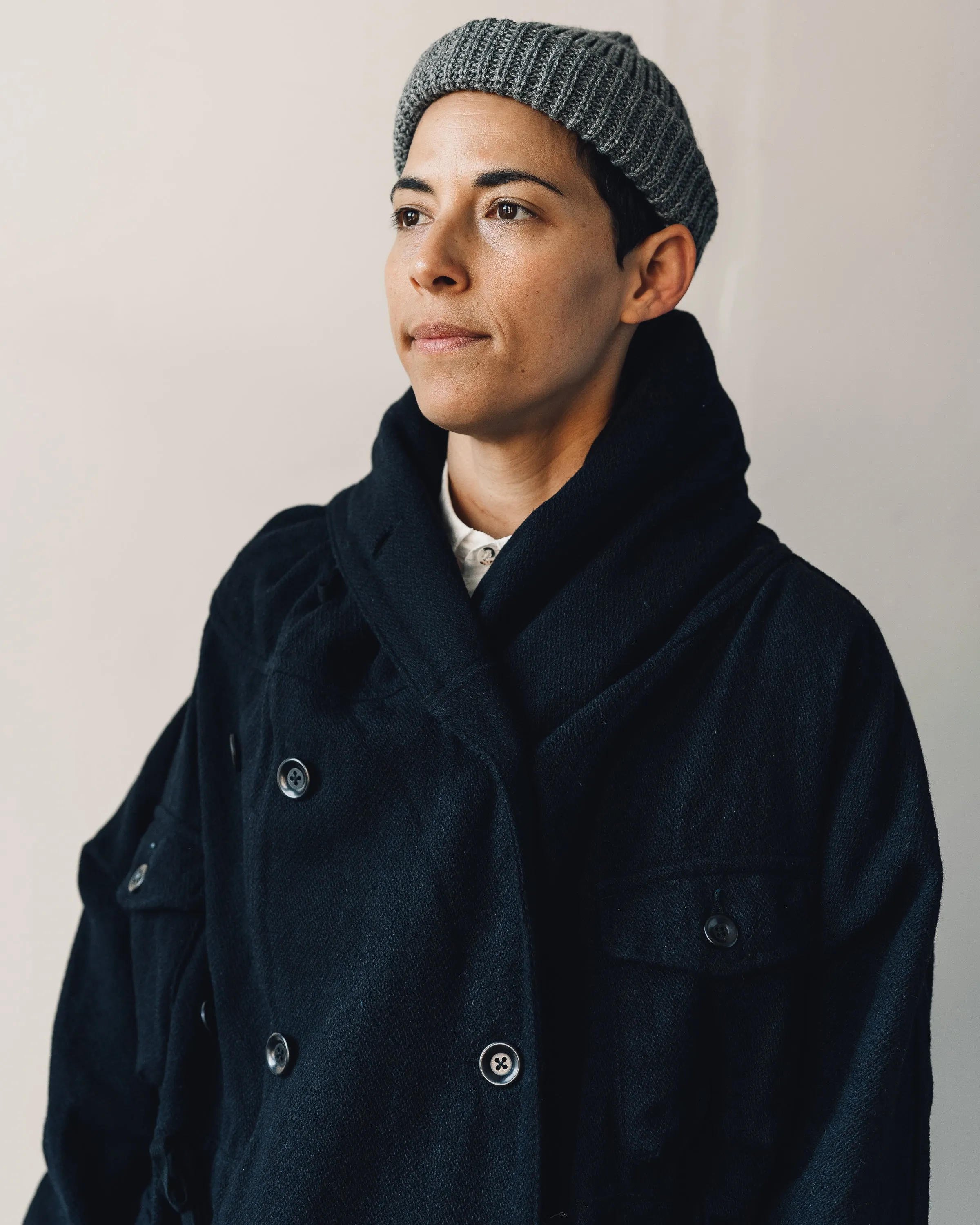 Kapital Vintage Melton Wool Ring Coat, Navy
