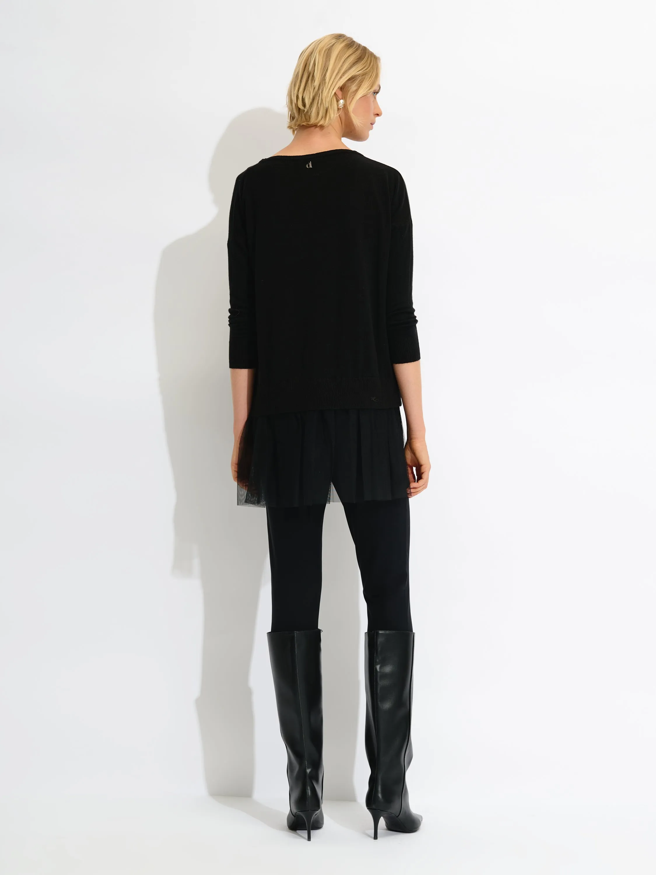 Knit Sweater with Tulle Skirt