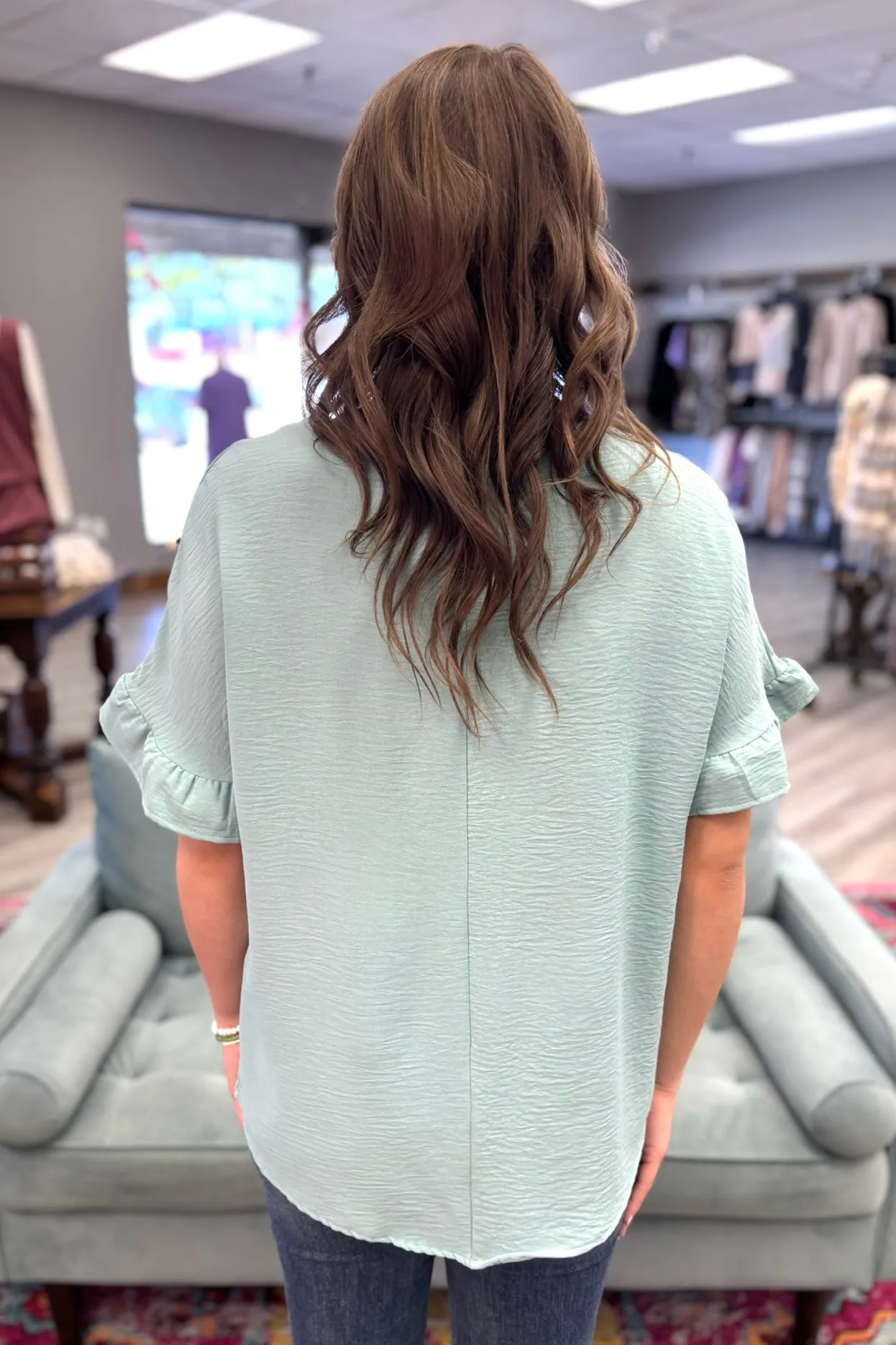 KYA Ruffled Sleeve Top - Teal