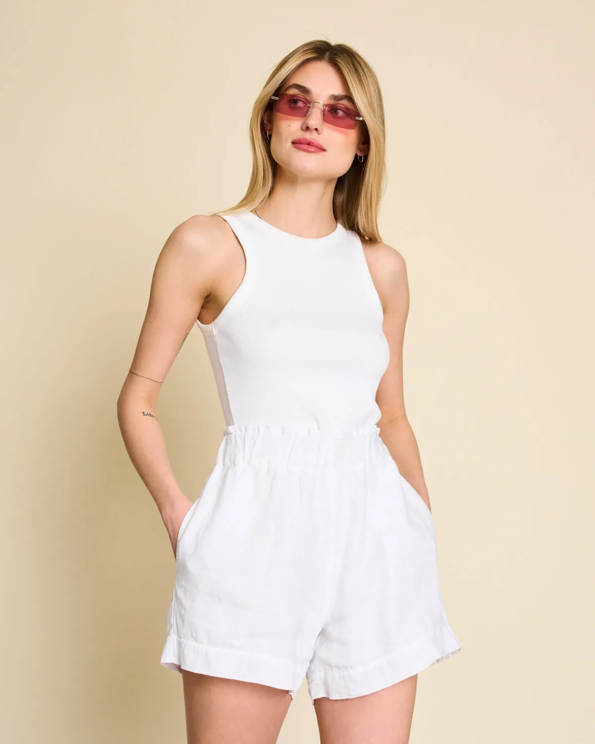 LINEN SHORTS TOURNAI WHITE