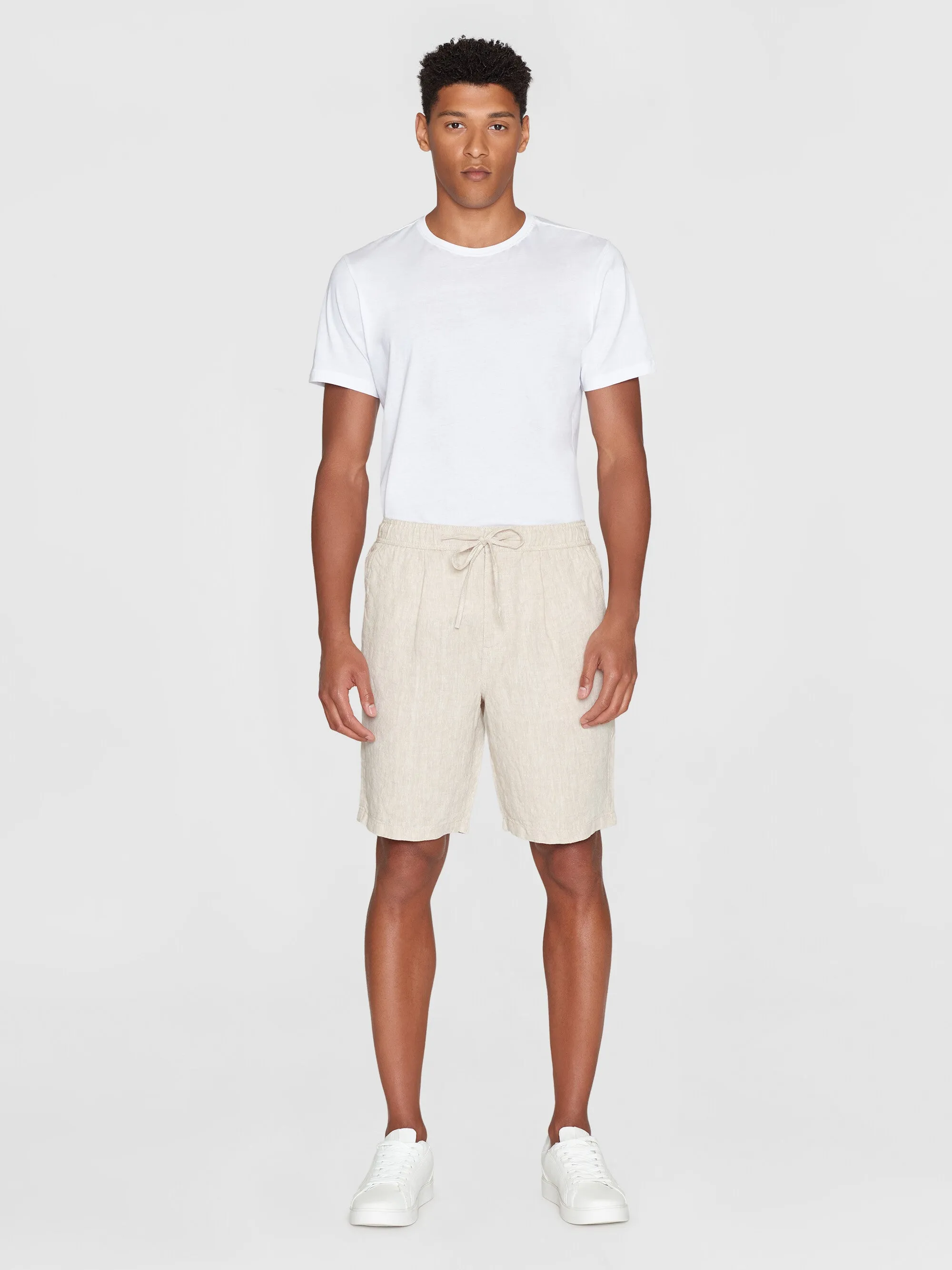 Loose Linen shorts - Light feather gray
