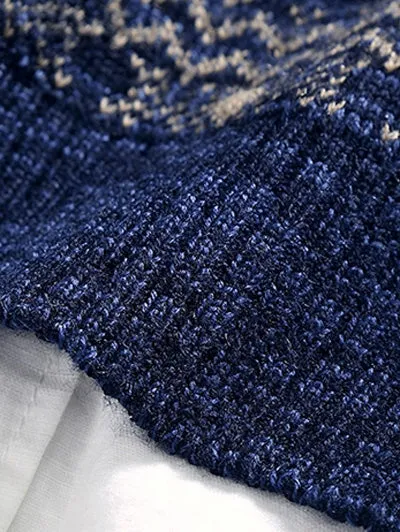 Men's Geometric Pattern Space Dye Crew Neck Sweater
