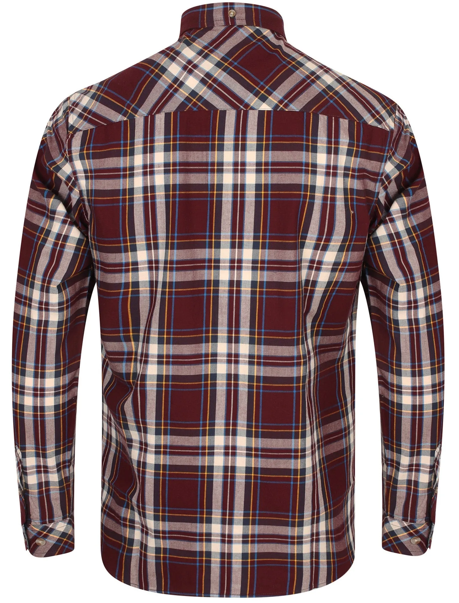 Milan Checked Cotton Long Sleeve Shirt In Burgundy - Tokyo Laundry