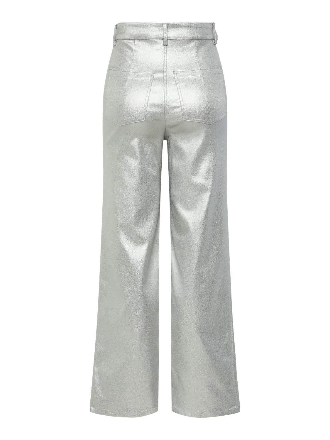 Milla High Waisted Metallic Pants (Silver)