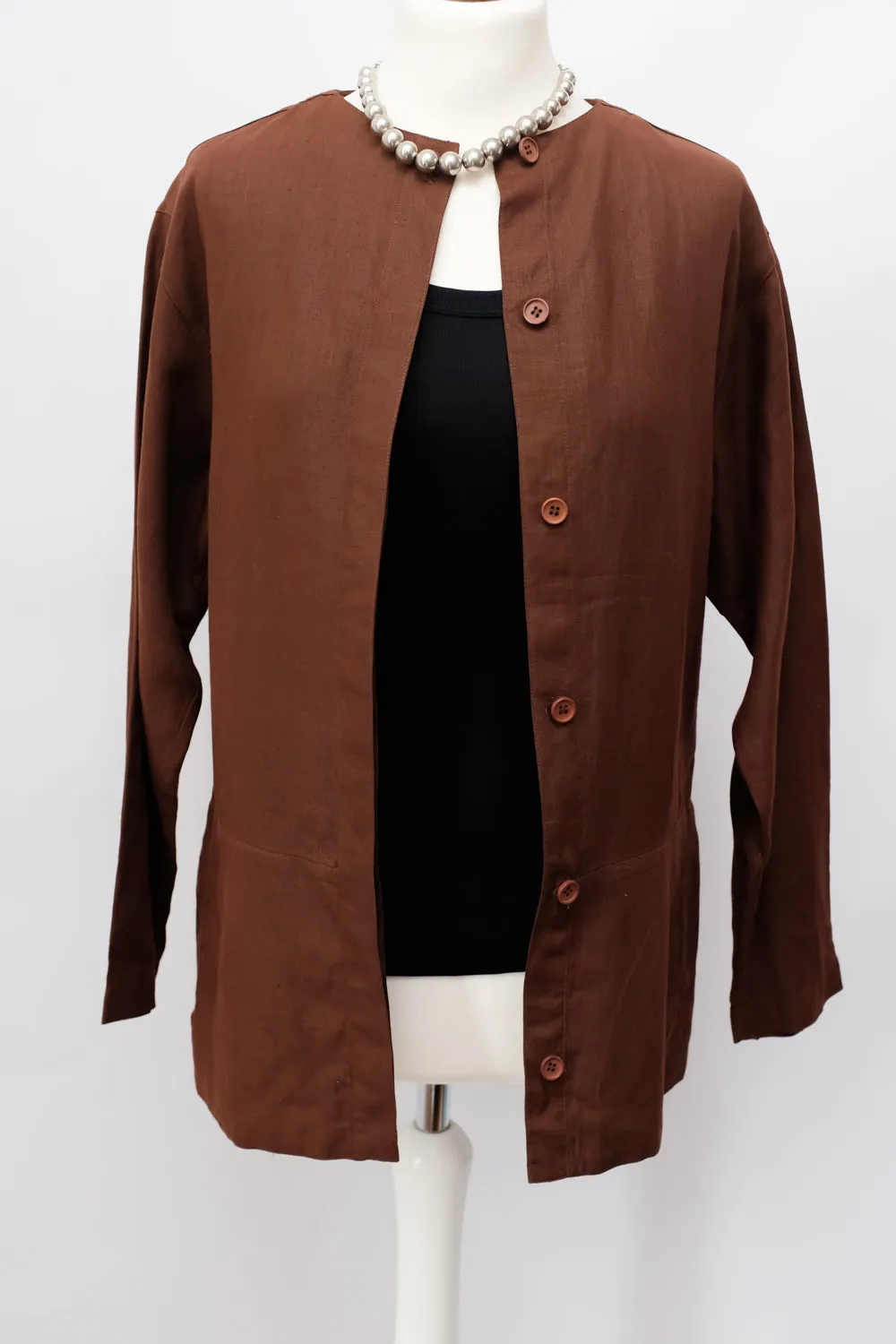 PURE LINEN CHOCOLATE BLAZER