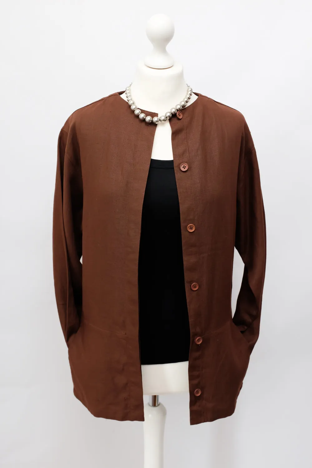 PURE LINEN CHOCOLATE BLAZER