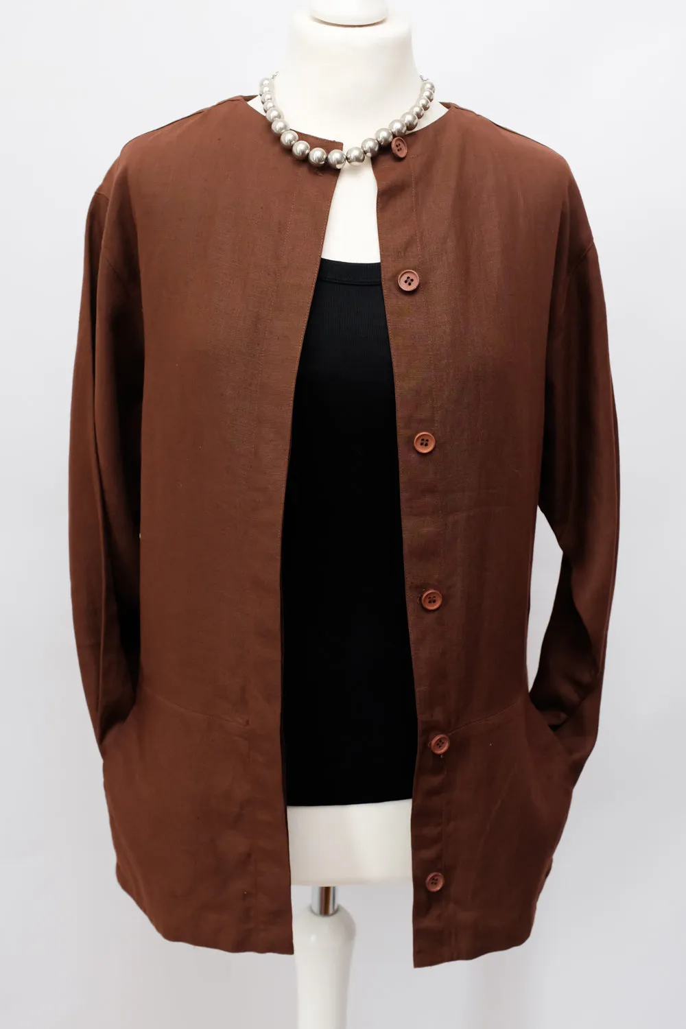 PURE LINEN CHOCOLATE BLAZER