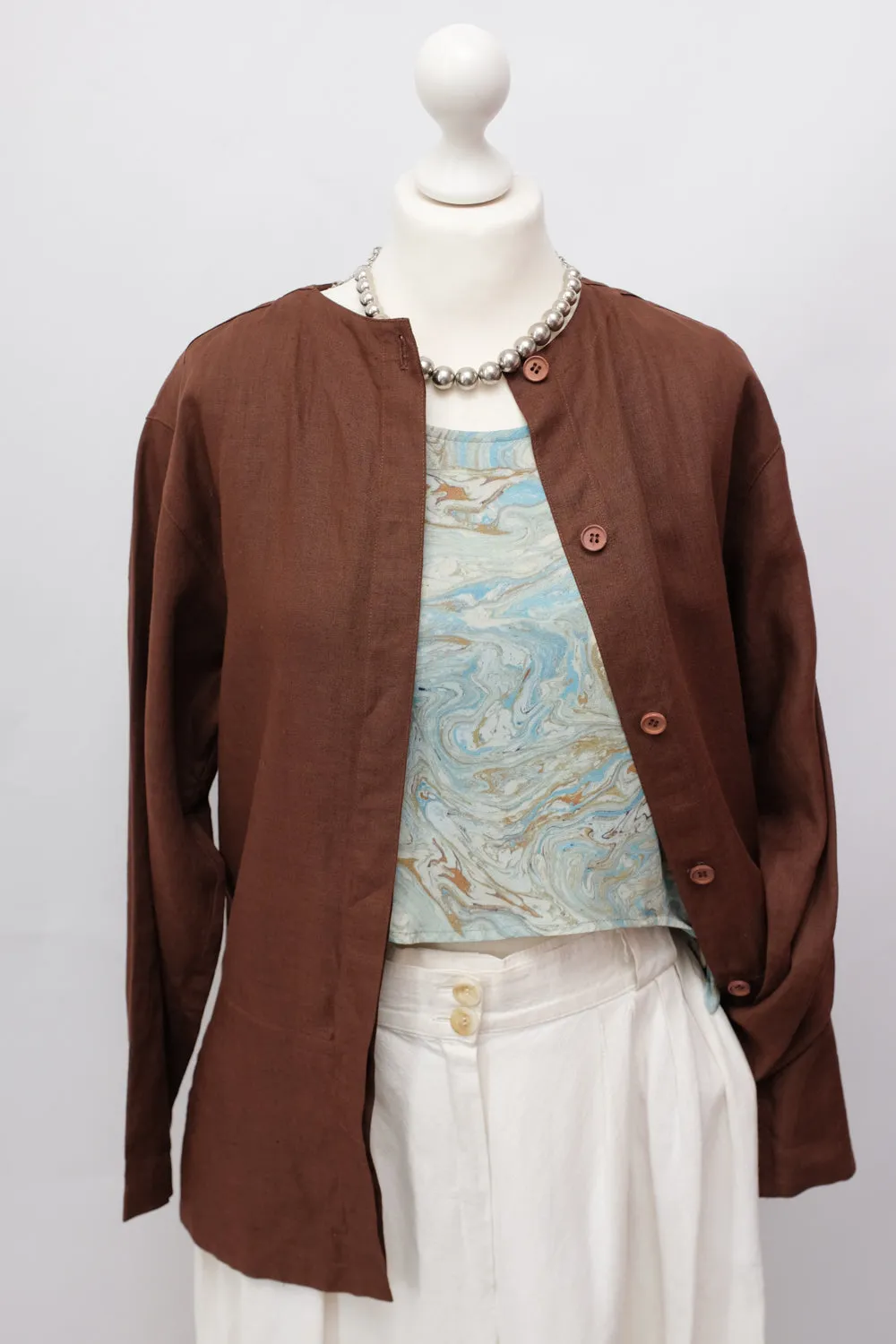 PURE LINEN CHOCOLATE BLAZER