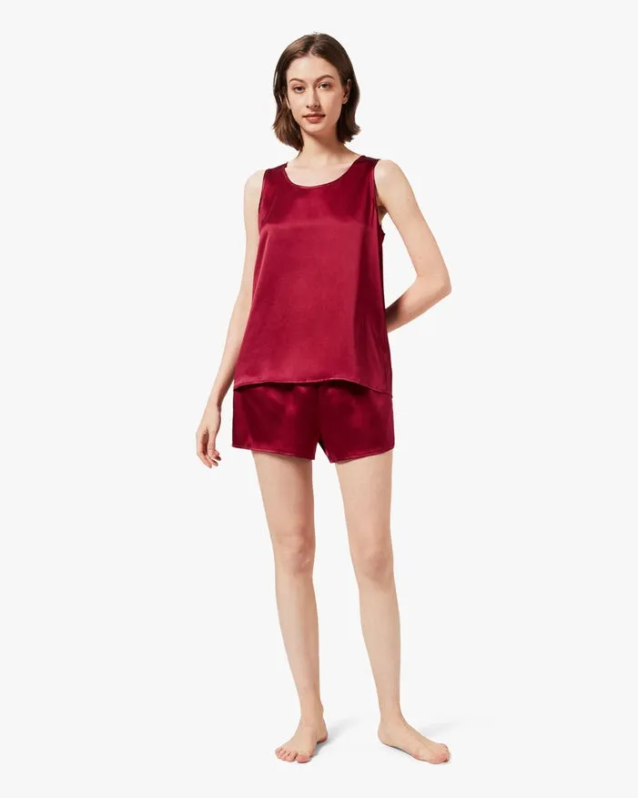 Relaxed Silk Short Pajamas Claret