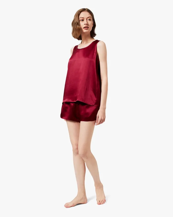 Relaxed Silk Short Pajamas Claret