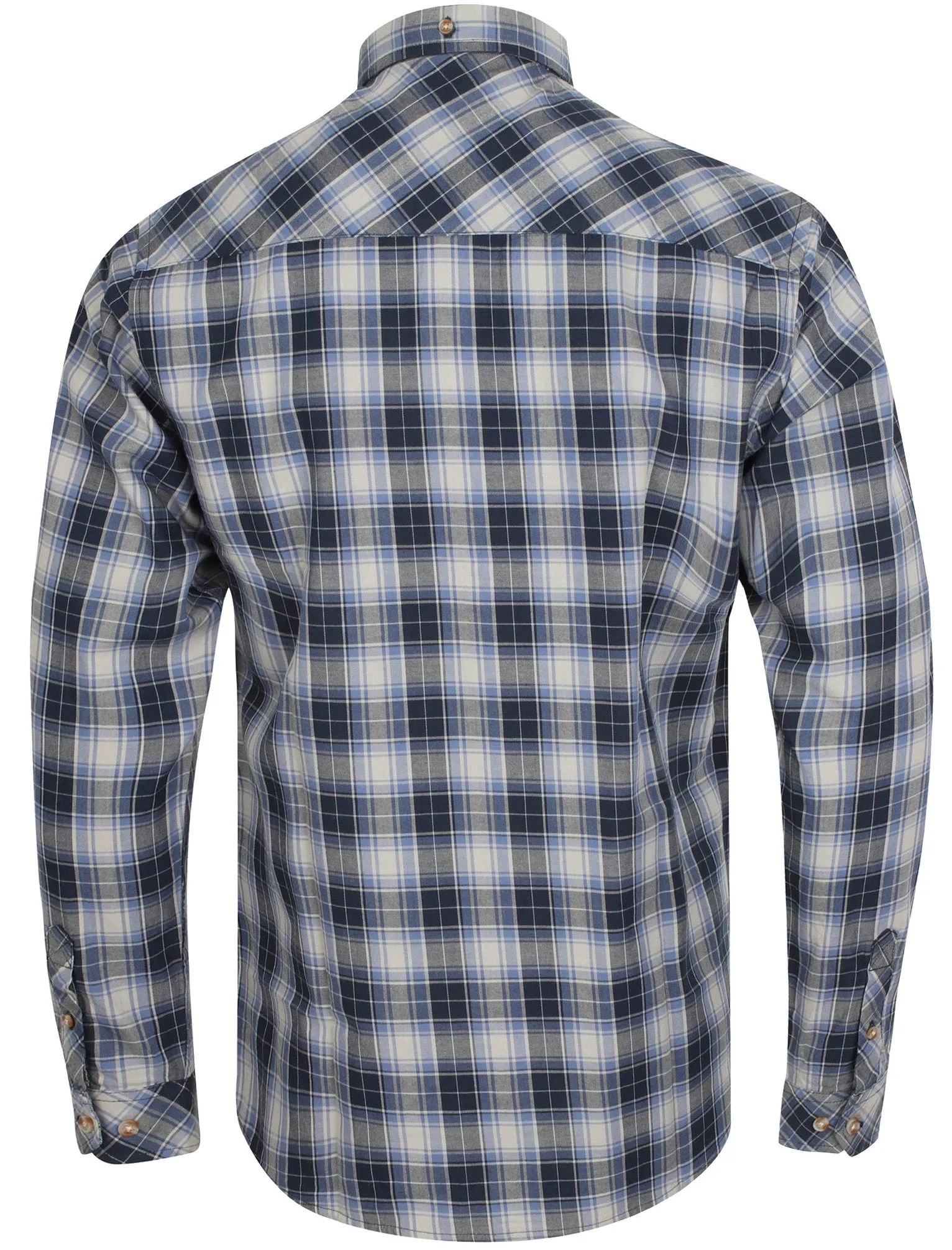 Roma Checked Long Sleeve Cotton Shirt In Bijou Blue - Tokyo Laundry