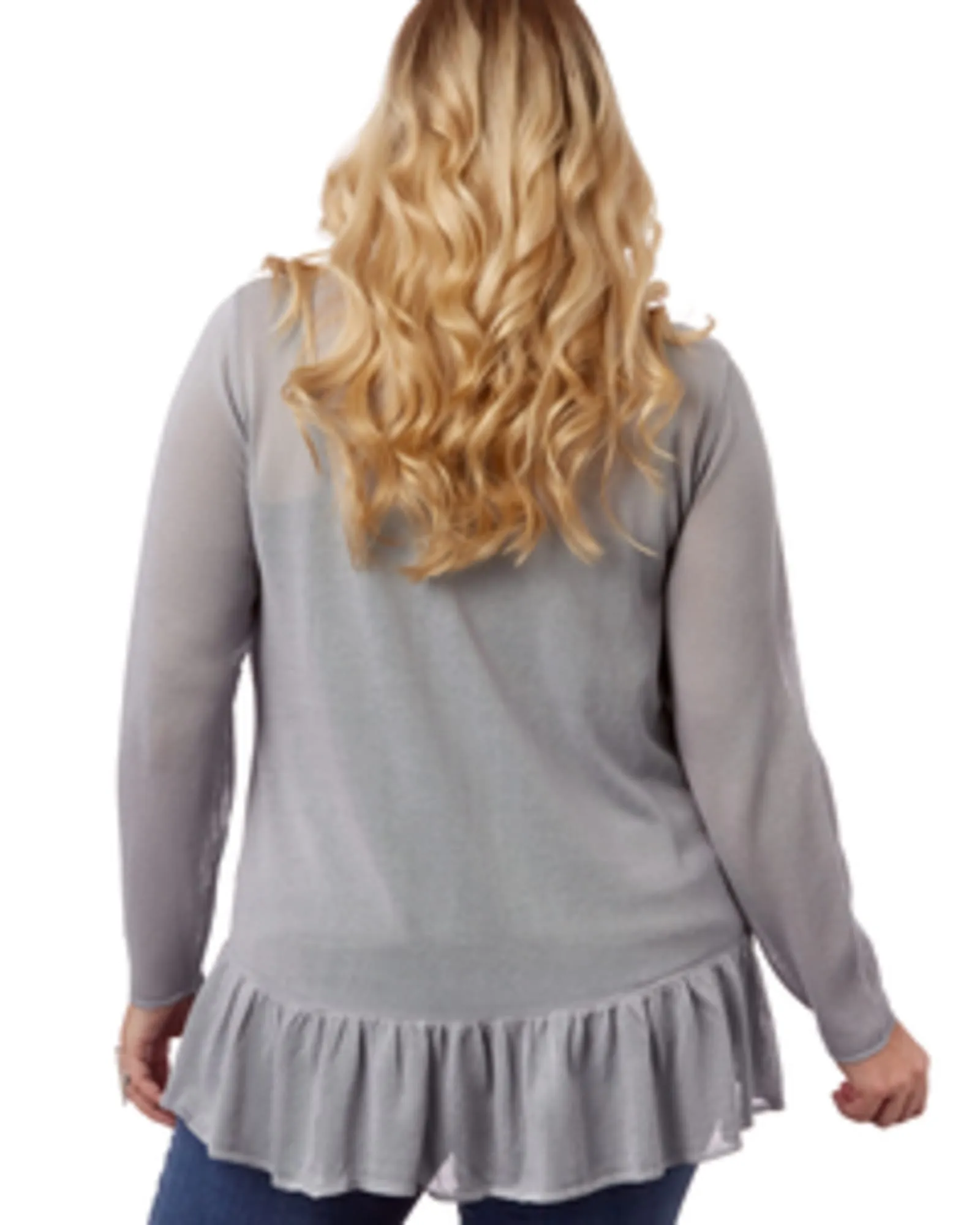 Ruffle-Hem Cardigan | COOL GREY