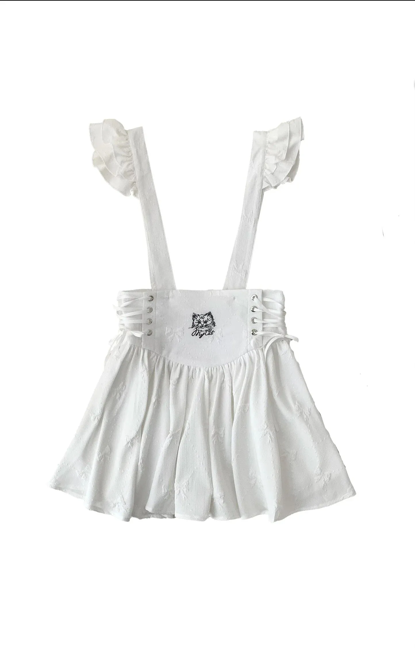 Ruffled Shoulder Sweet Bow Strap Skirt