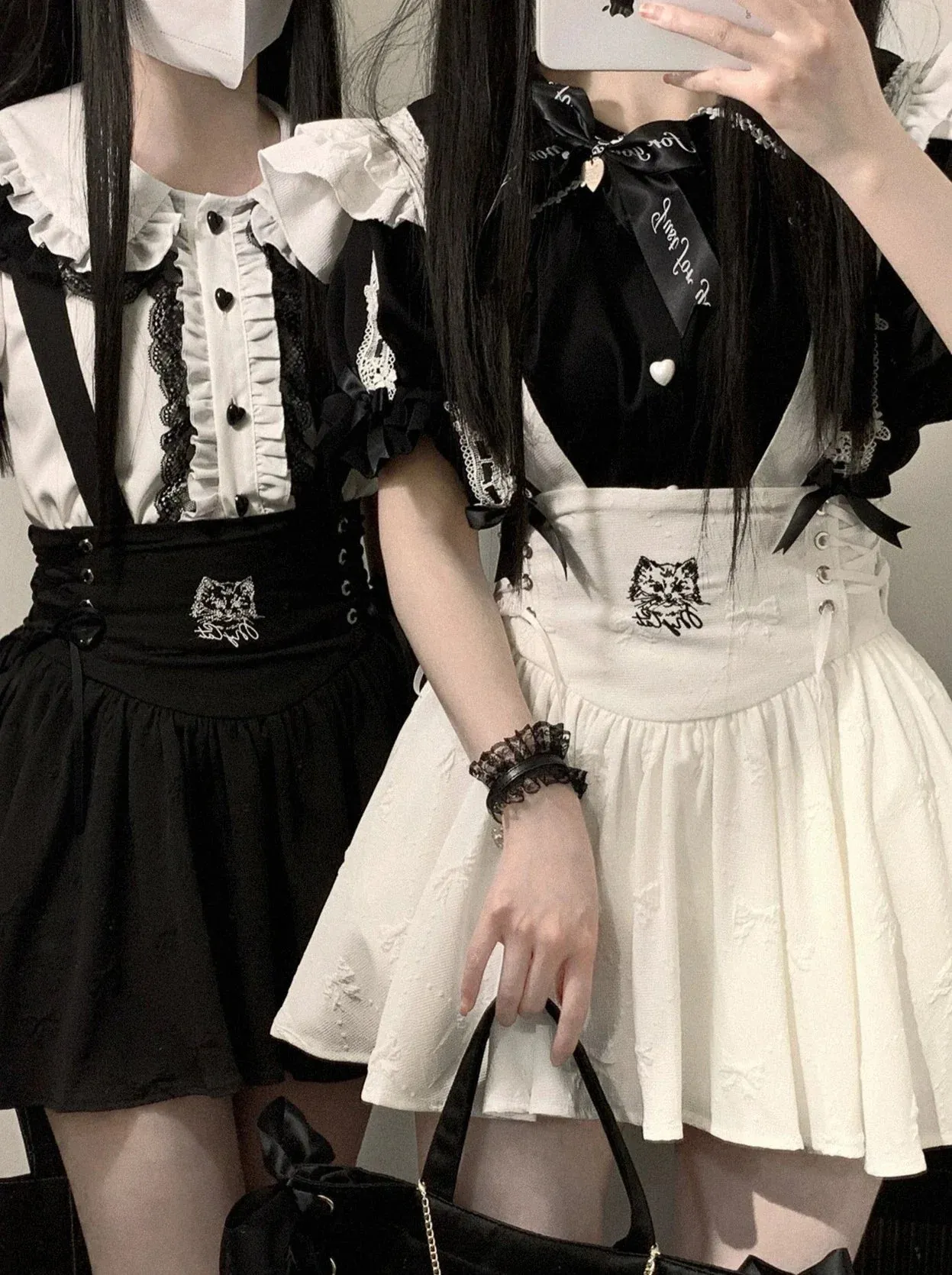 Ruffled Shoulder Sweet Bow Strap Skirt