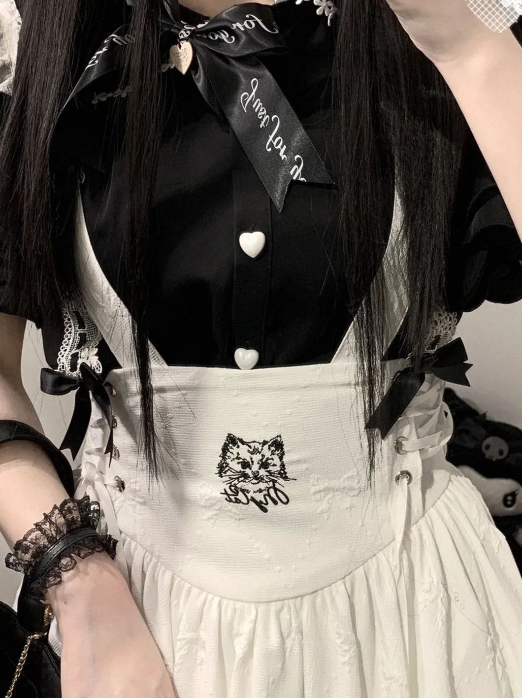 Ruffled Shoulder Sweet Bow Strap Skirt