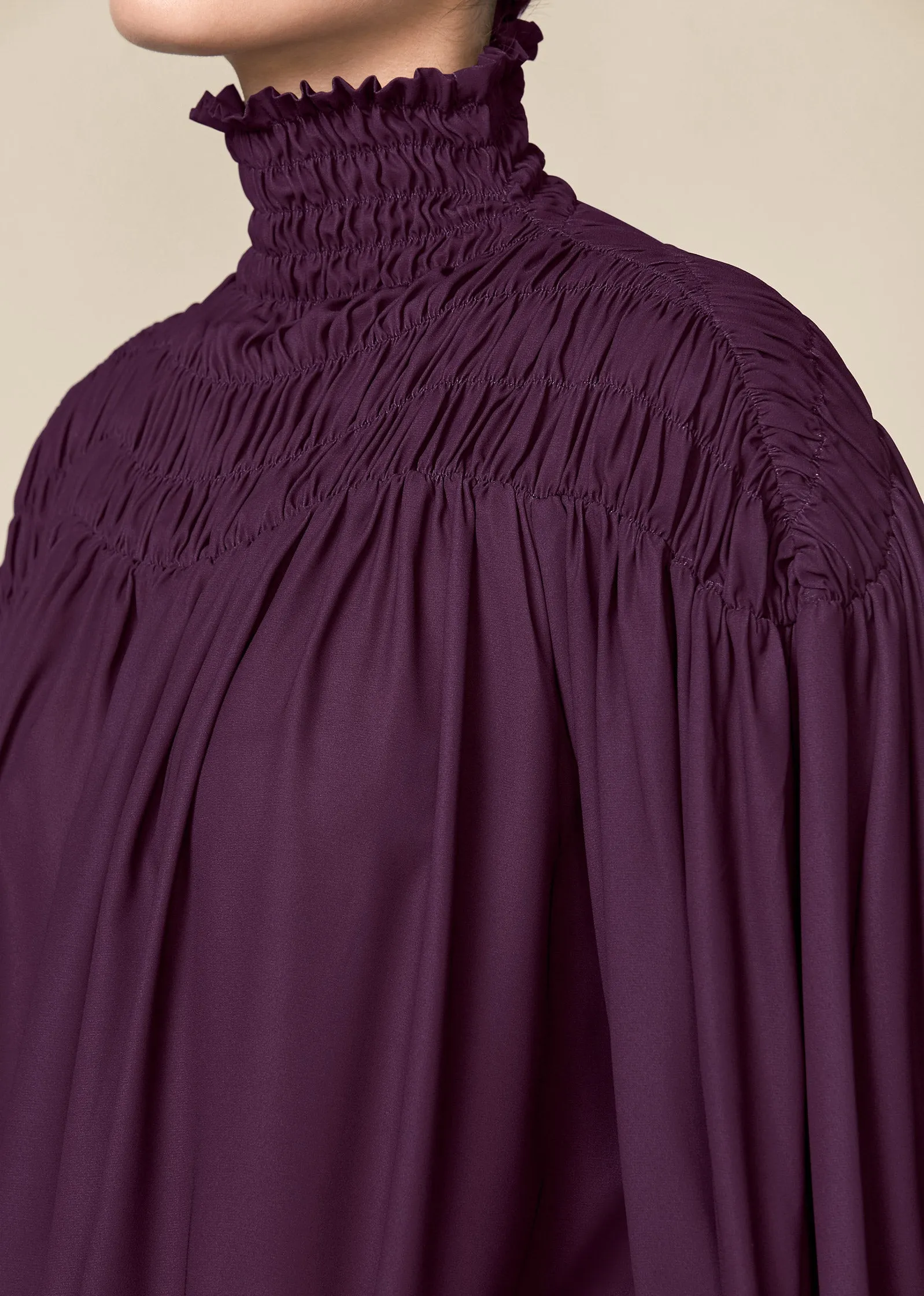 Smocked Detail Top - Dark Purple