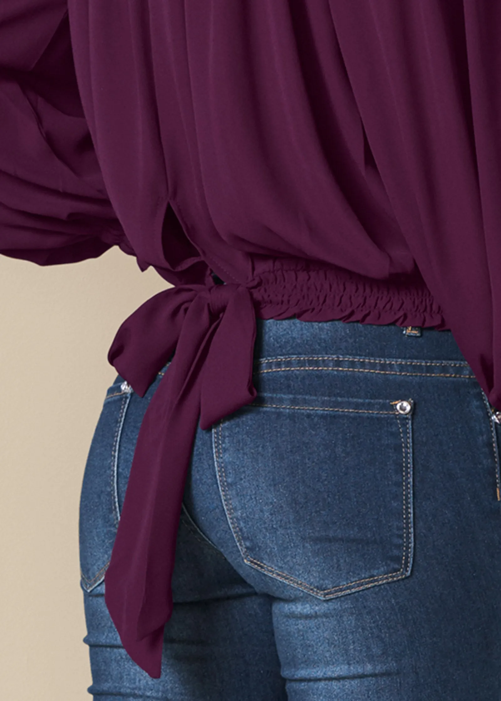 Smocked Detail Top - Dark Purple