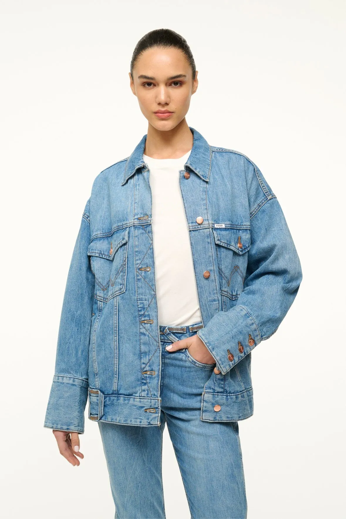 STAUD   WRANGLER THE BIGGEST JEAN JACKET | MID BLUE
