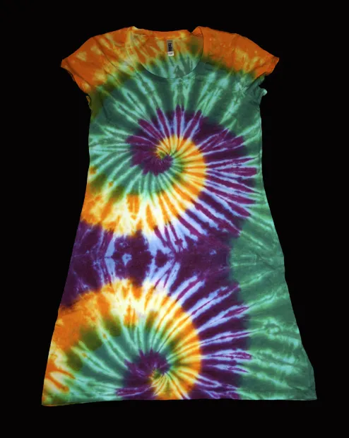 Tie dye Short-sleeve knee length T-shirt dress