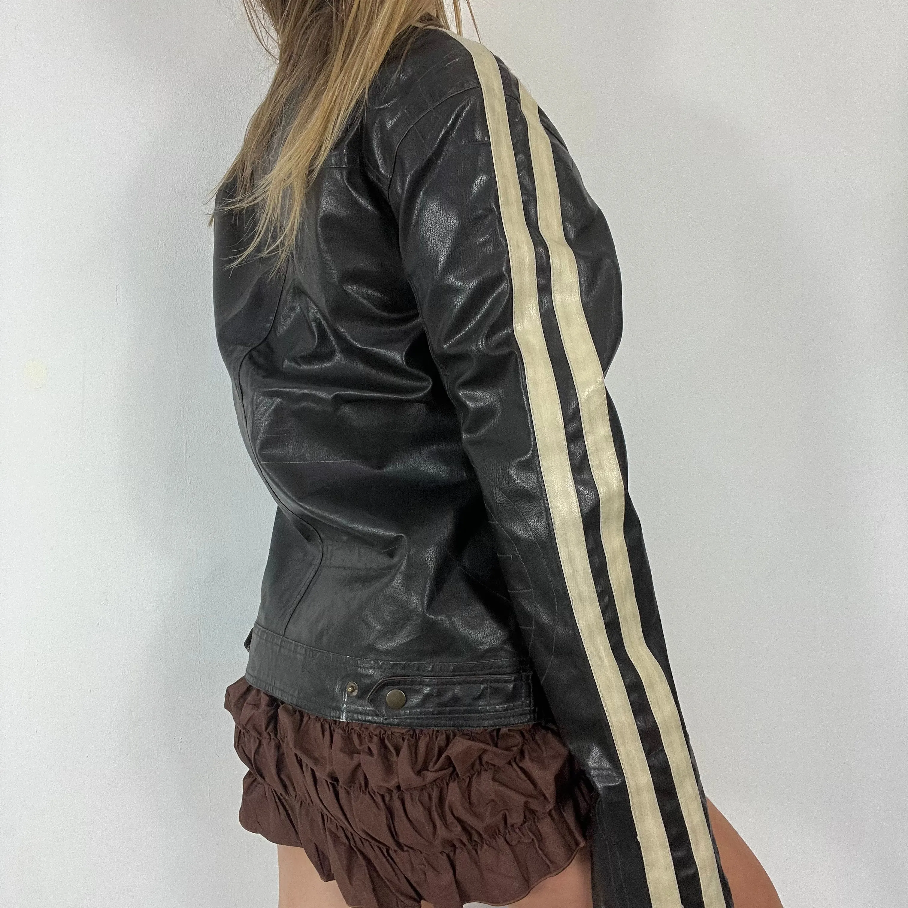 Vintage 90s biker real leather jacket - Size L